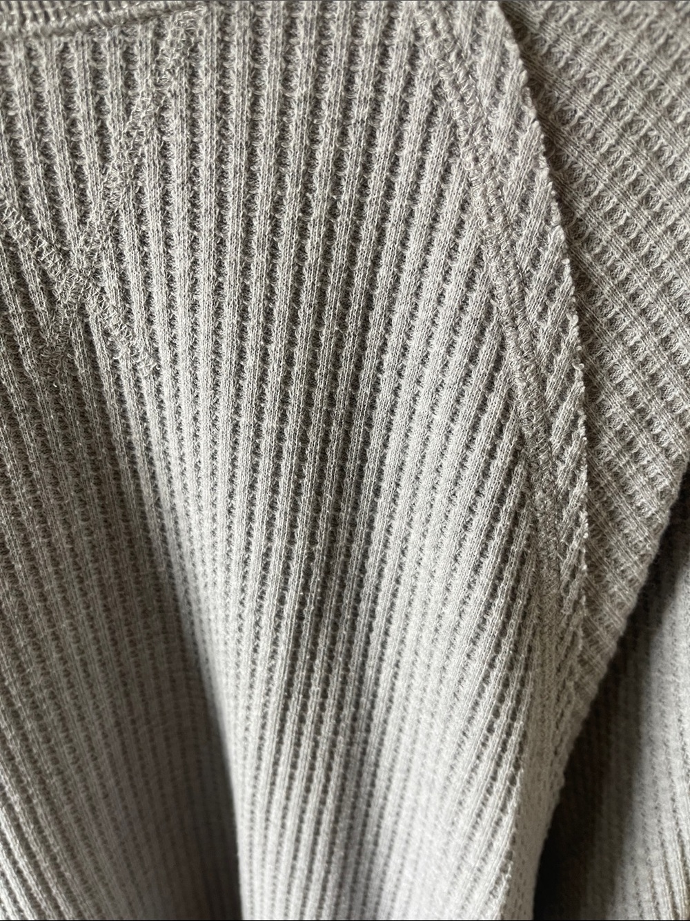 Z Supply Light Gray Waffle Knit Crewneck Sweatshirt - Picture 2 of 4